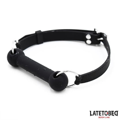 LATETOBED BDSM LINE - MORDAZA HUESO SILICONA NEGRO AJUSTABLE