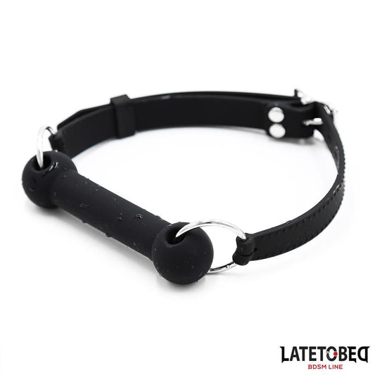 LATETOBED BDSM LINE - MORDAZA HUESO SILICONA NEGRO AJUSTABLE
