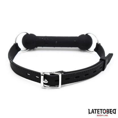 LATETOBED BDSM LINE - MORDAZA HUESO SILICONA NEGRO AJUSTABLE
