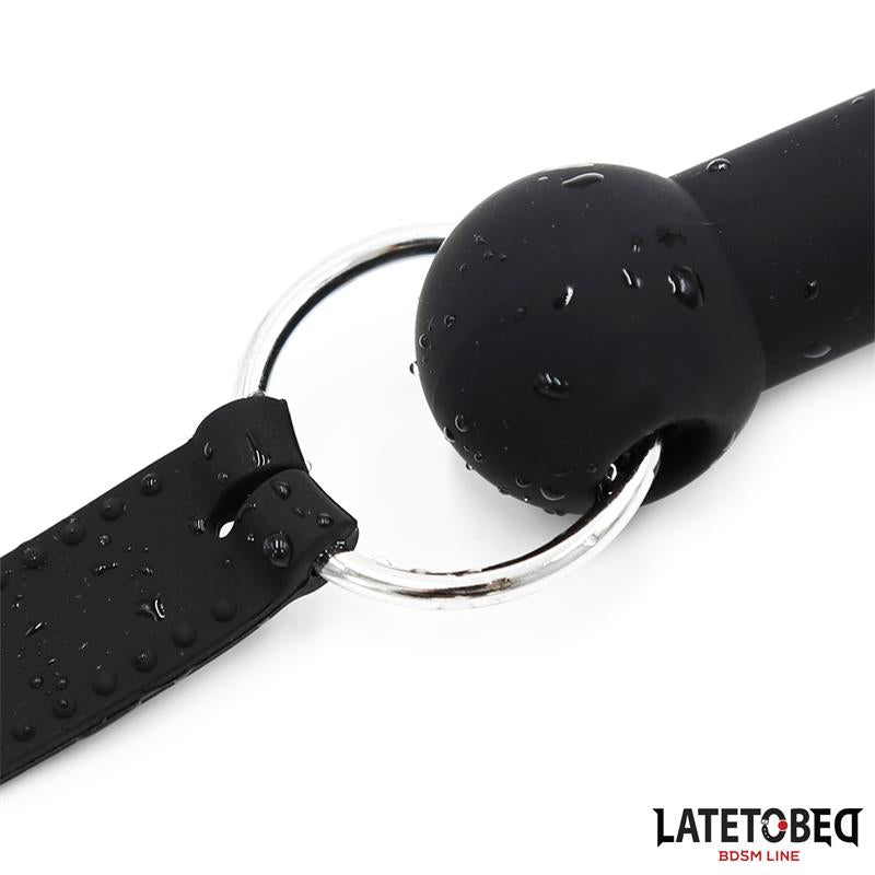 LATETOBED BDSM LINE - MORDAZA HUESO SILICONA NEGRO AJUSTABLE