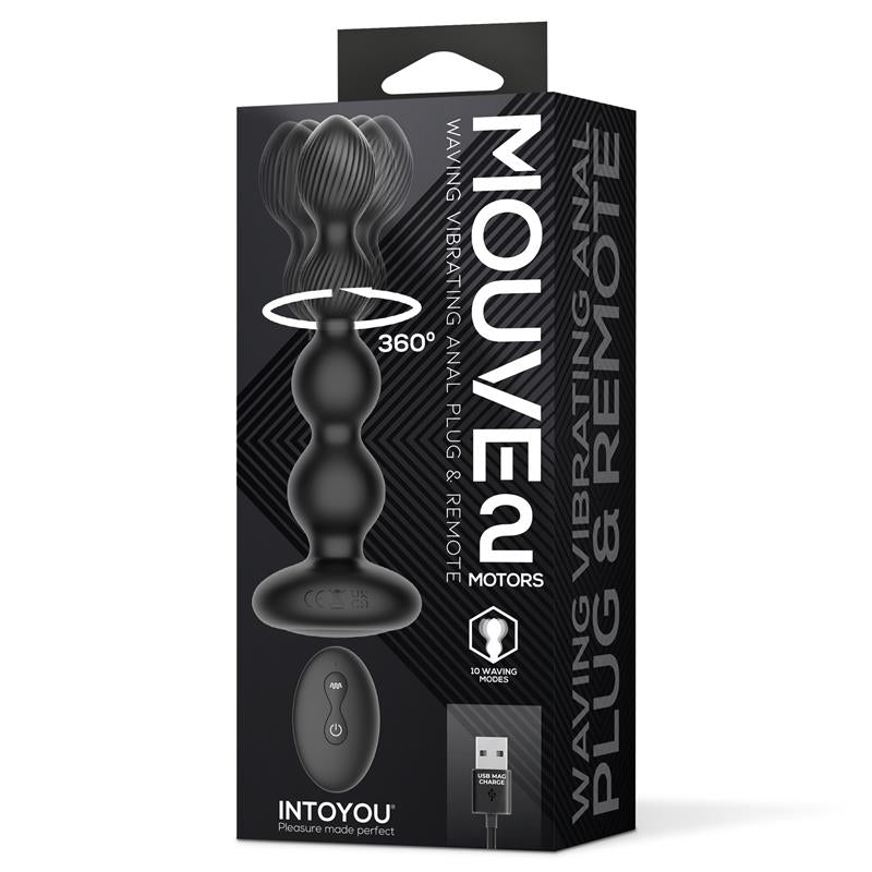 INTOYOU - MOUVE PLUG ANAL CON WAVING Y VIBRACIÓN CON CONTROL REMOTO 2 MOTORES