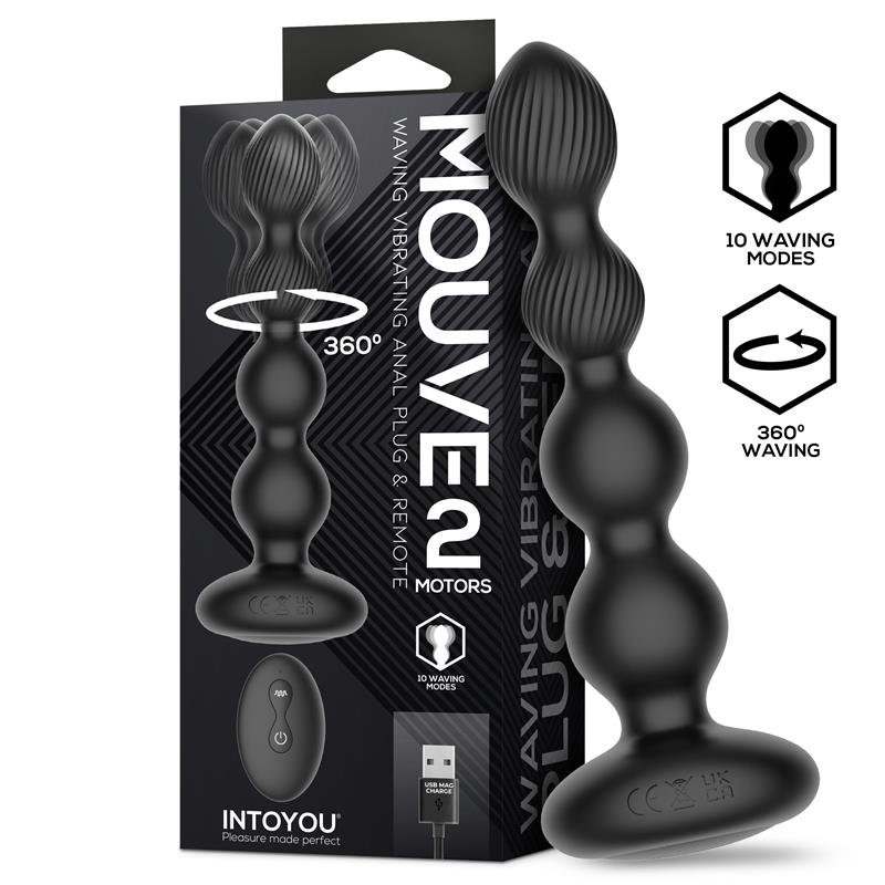 INTOYOU - MOUVE PLUG ANAL CON WAVING Y VIBRACIÓN CON CONTROL REMOTO 2 MOTORES