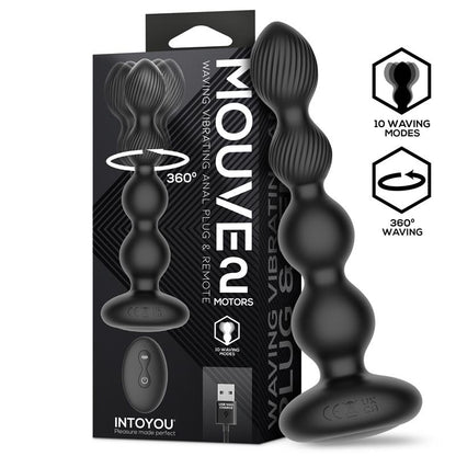 INTOYOU - MOUVE PLUG ANAL CON WAVING Y VIBRACIÓN CON CONTROL REMOTO 2 MOTORES