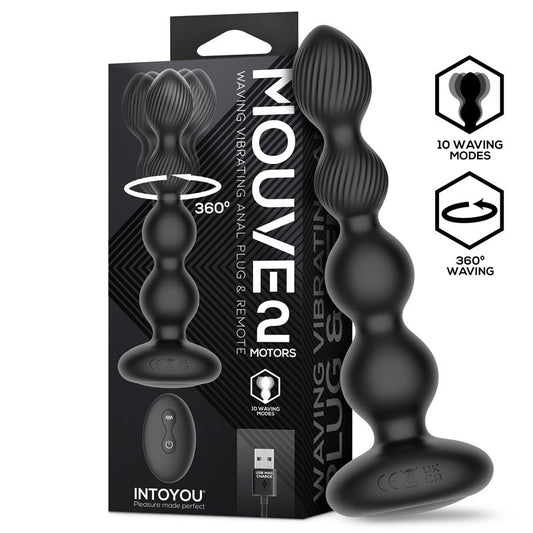 INTOYOU - MOUVE PLUG ANAL CON WAVING Y VIBRACIÓN CON CONTROL REMOTO 2 MOTORES