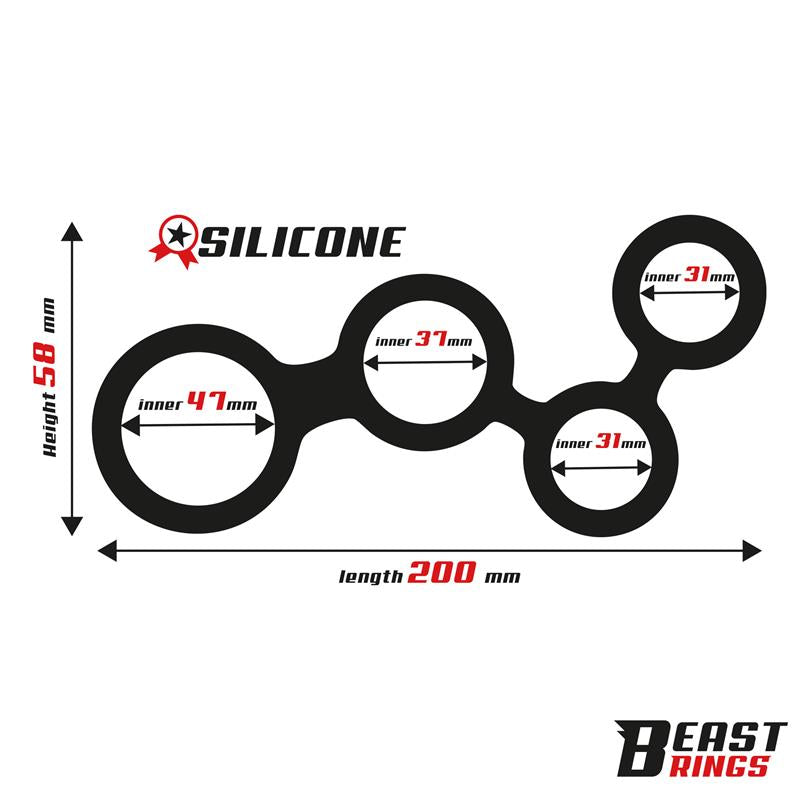 BEAST RINGS - MULTI-ANILLO PARA EL PENE SILICONA 47 MM