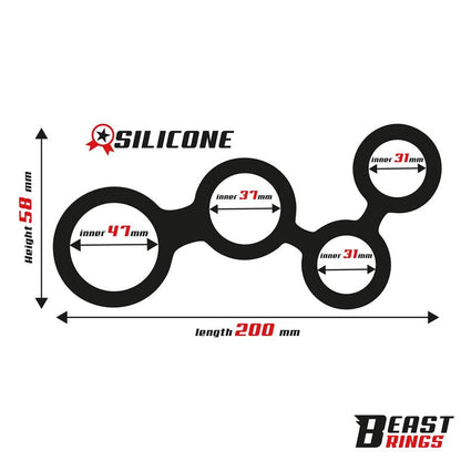 BEAST RINGS - MULTI-ANILLO PARA EL PENE SILICONA 47 MM