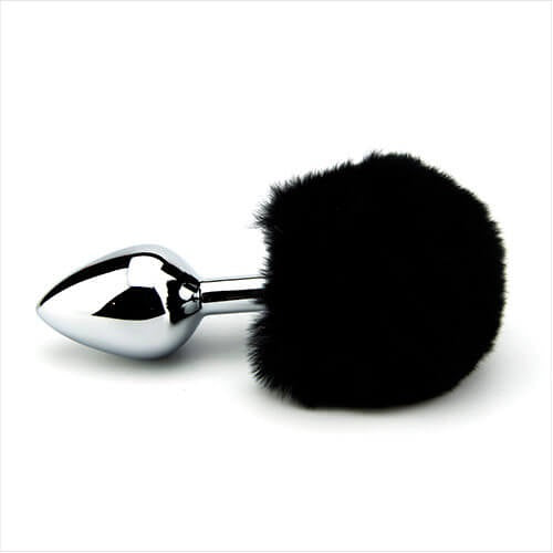 FURRY FANTASY - BLACK BUNNY TAIL BUTT PLUG