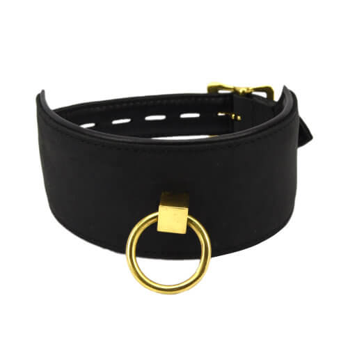 BOUND - NOIR NUBUCK LEATHER COLLAR WITH O RING