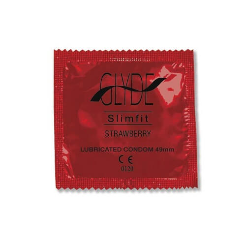 GLYDE VEGAN CONDOMS - GLYDE ULTRA SLIMFIT STRAWBERRY FLAVOUR VEGAN CONDOMS 100 BULK PACK