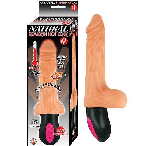 NASSTOYS - REALISTIC WARMING 6.5 INCH VIBRATING DILDO WITH BALLS FLESH