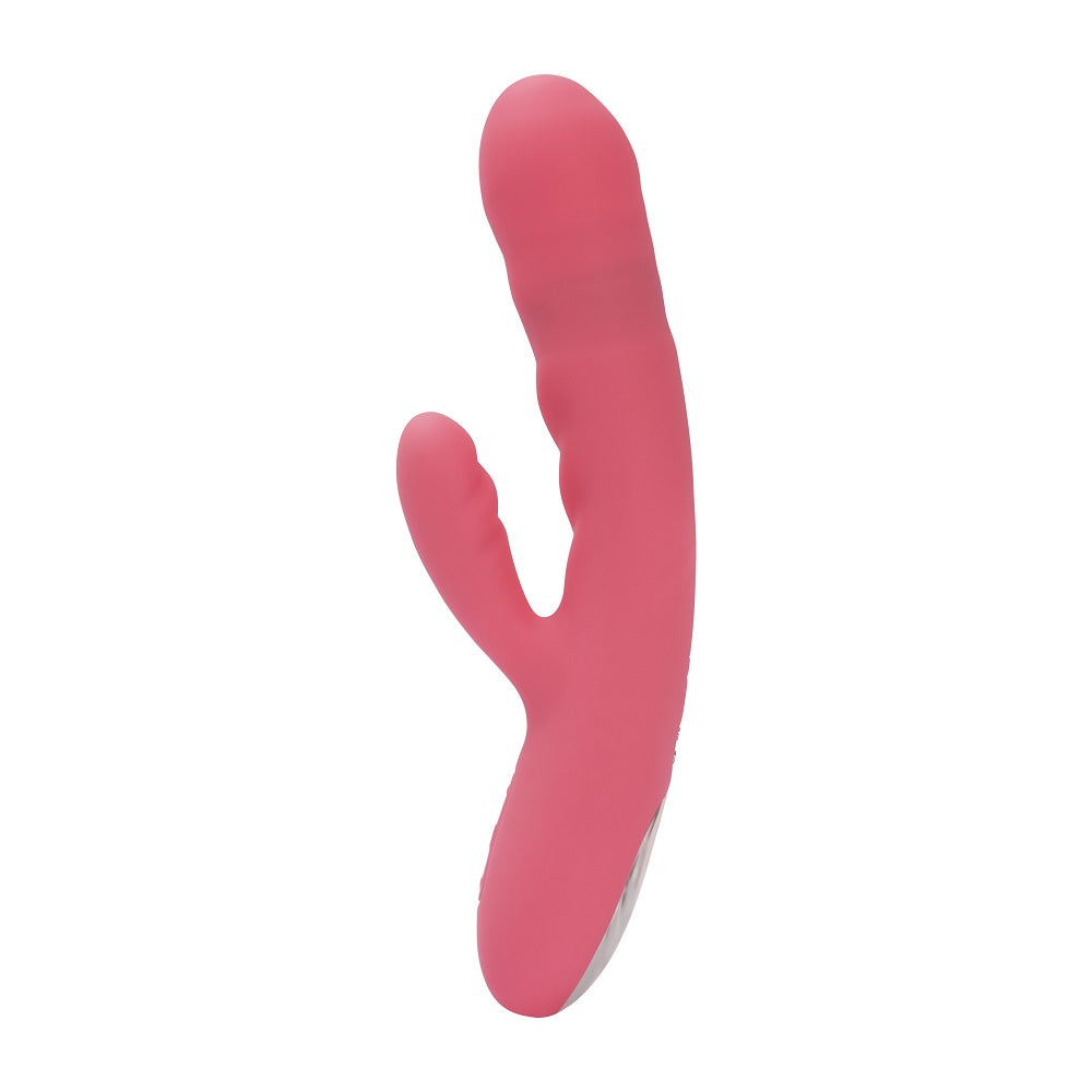 SVAKOM - AVERY THRUSTING VIBRATOR WITH CLITORAL STIMULATOR PINK