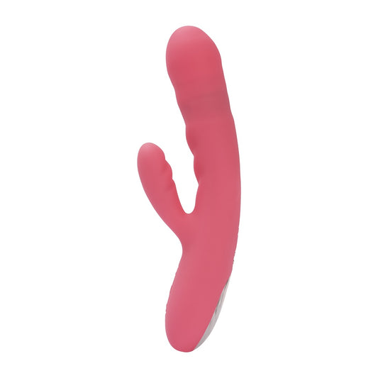 SVAKOM - AVERY THRUSTING VIBRATOR WITH CLITORAL STIMULATOR PINK