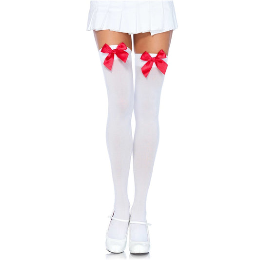 LEG AVENUE - NYLON THIGH HIGHS WITH BOW