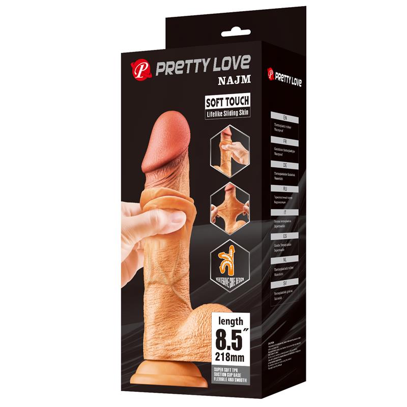 BAILE - NAJM DILDO REALISTA PIEL DESLIZANTE RETRACTIL 21.8 CM