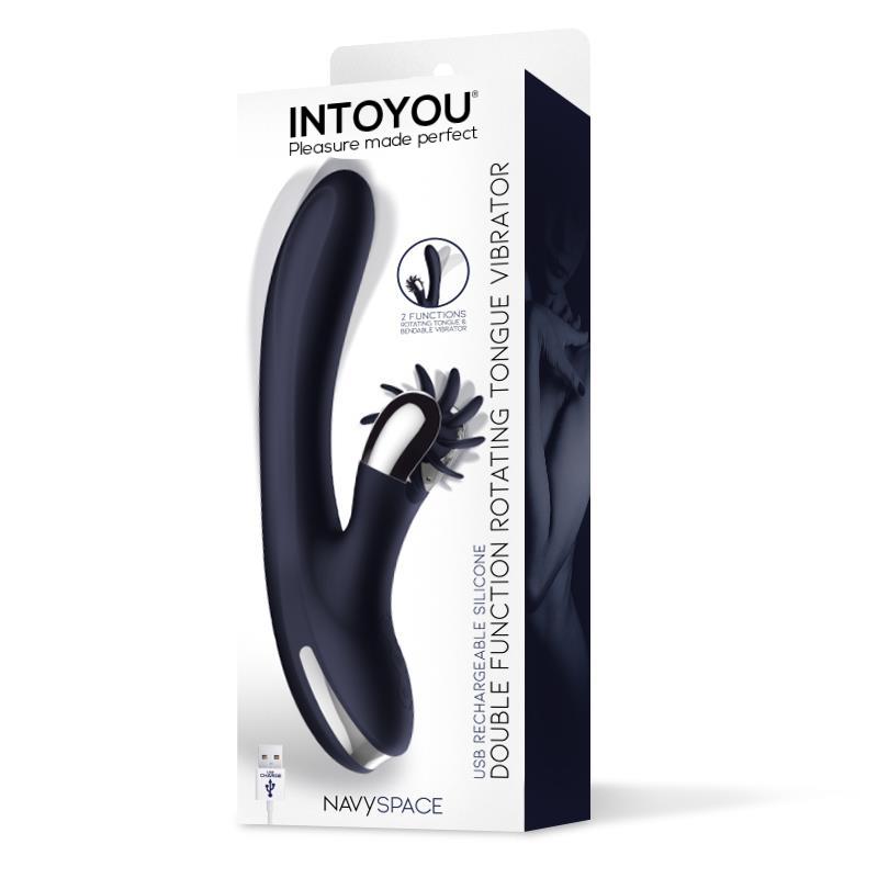 INTOYOU - NAVYSPACE VIBRADOR CON LENGUAS ROTADORAS AZUL