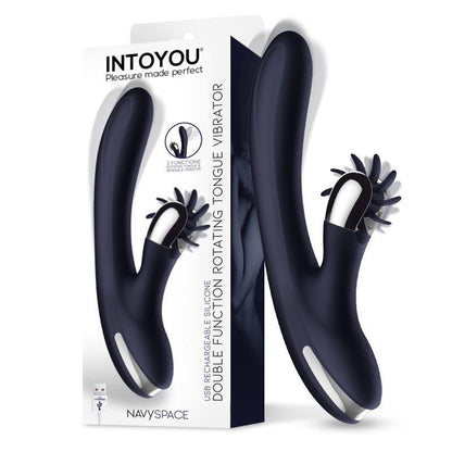 INTOYOU - NAVYSPACE VIBRADOR CON LENGUAS ROTADORAS AZUL