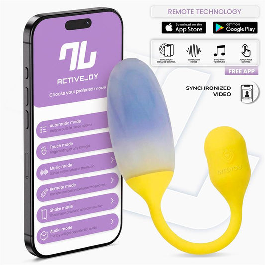 INTOYOU APP SERIES - NEXEGG HUEVO VIBRADOR DOBLE CAPA SILICONA APP AMARILLO/PÚRPURA