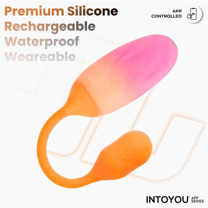 INTOYOU APP SERIES - NEXEGG HUEVO VIBRADOR SILICONA DOBLE CAPA APP NARANJA/ROSA