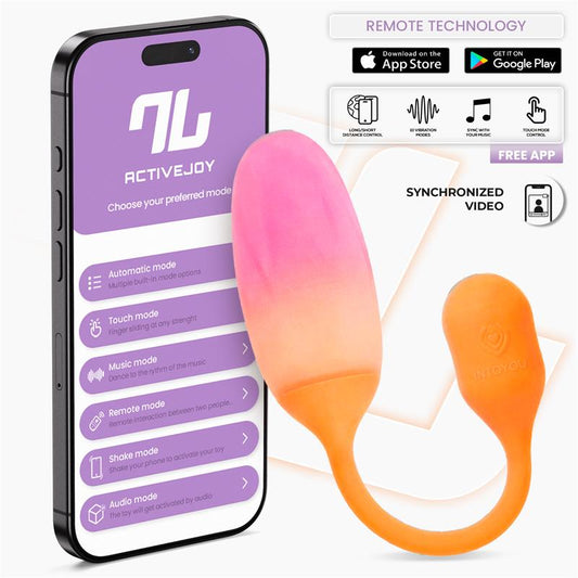 INTOYOU APP SERIES - NEXEGG HUEVO VIBRADOR SILICONA DOBLE CAPA APP NARANJA/ROSA