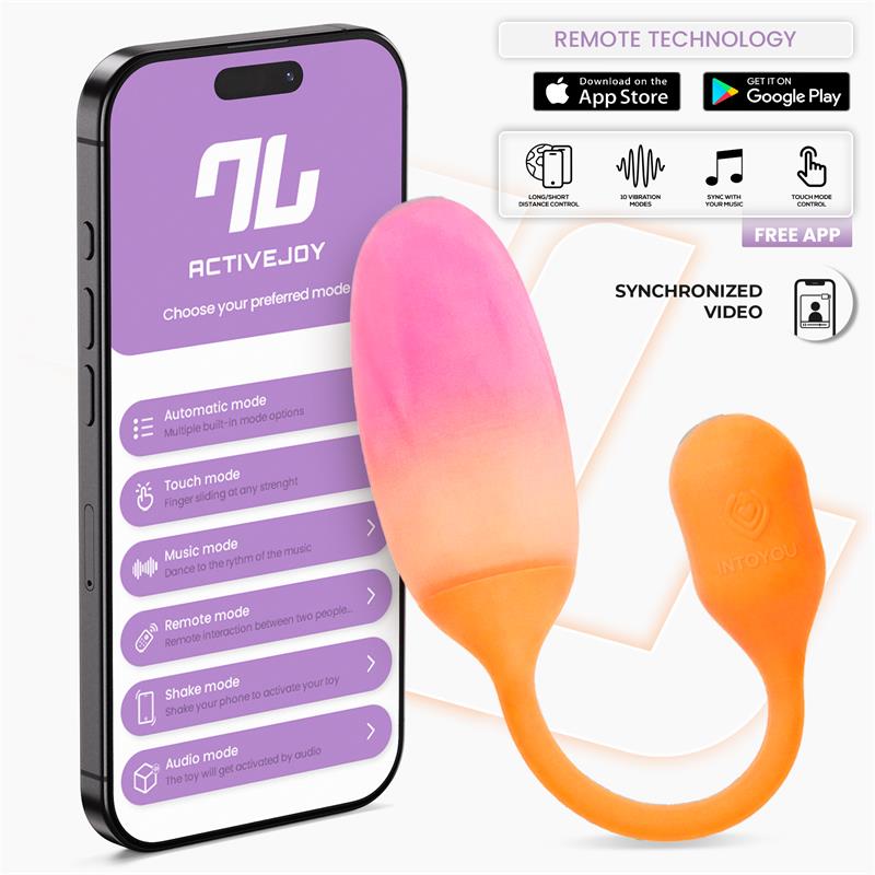 INTOYOU APP SERIES - NEXEGG HUEVO VIBRADOR SILICONA DOBLE CAPA APP NARANJA/ROSA