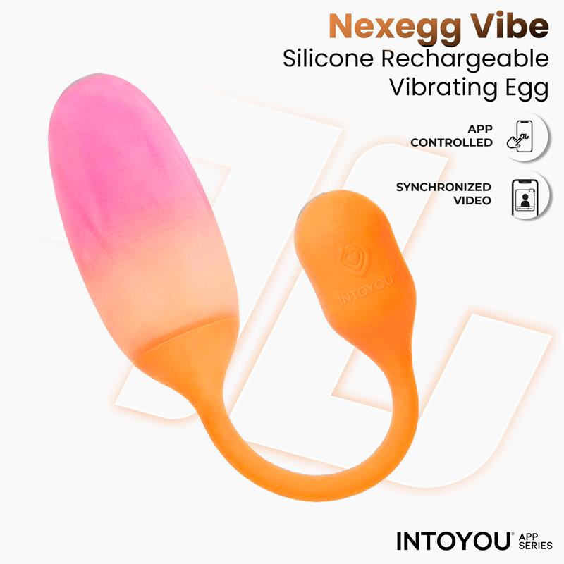 INTOYOU APP SERIES - NEXEGG HUEVO VIBRADOR SILICONA DOBLE CAPA APP NARANJA/ROSA