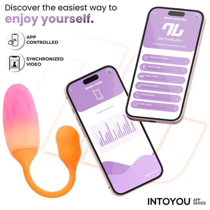 INTOYOU APP SERIES - NEXEGG HUEVO VIBRADOR SILICONA DOBLE CAPA APP NARANJA/ROSA