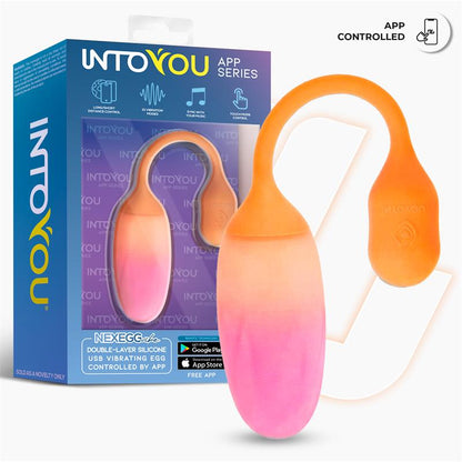 INTOYOU APP SERIES - NEXEGG HUEVO VIBRADOR SILICONA DOBLE CAPA APP NARANJA/ROSA