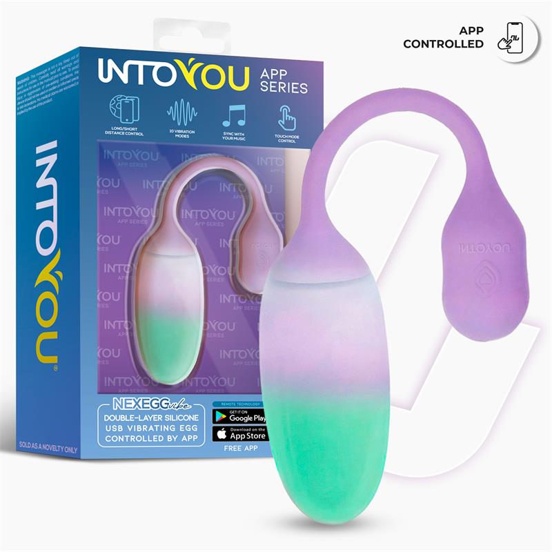 INTOYOU APP SERIES - NEXEGG HUEVO VIBRADOR SILICONA DOBLE CAPA CON APP LILA/PISTACHO