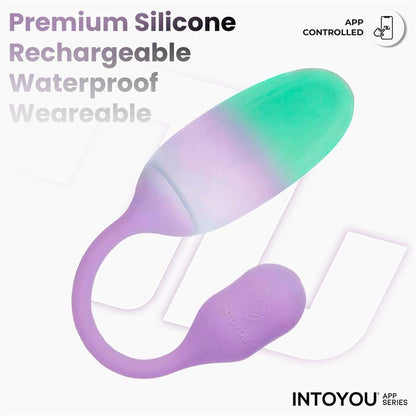 INTOYOU APP SERIES - NEXEGG HUEVO VIBRADOR SILICONA DOBLE CAPA CON APP LILA/PISTACHO