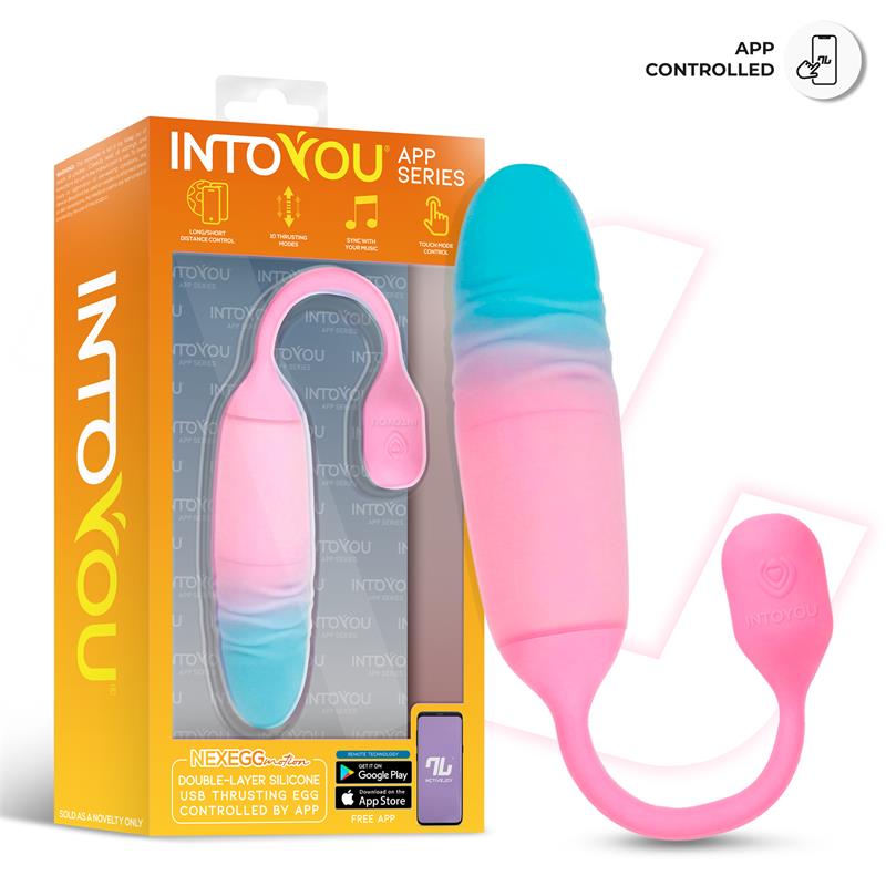 INTOYOU APP SERIES - NEXEGG MOTION HUEVO VIBRADOR CON THRUSTING APP ROSA/TURQUESA