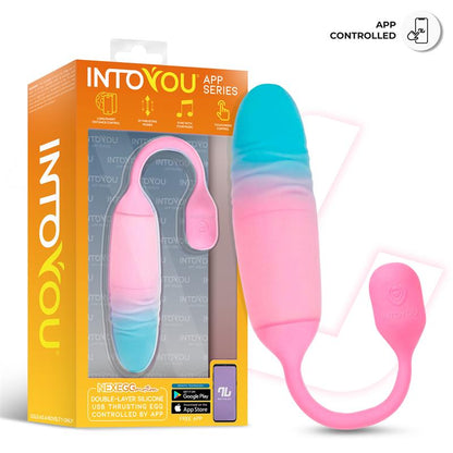 INTOYOU APP SERIES - NEXEGG MOTION HUEVO VIBRADOR CON THRUSTING APP ROSA/TURQUESA