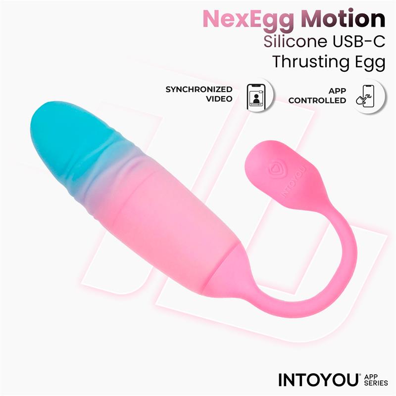 INTOYOU APP SERIES - NEXEGG MOTION HUEVO VIBRADOR CON THRUSTING APP ROSA/TURQUESA