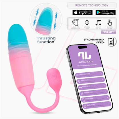INTOYOU APP SERIES - NEXEGG MOTION HUEVO VIBRADOR CON THRUSTING APP ROSA/TURQUESA