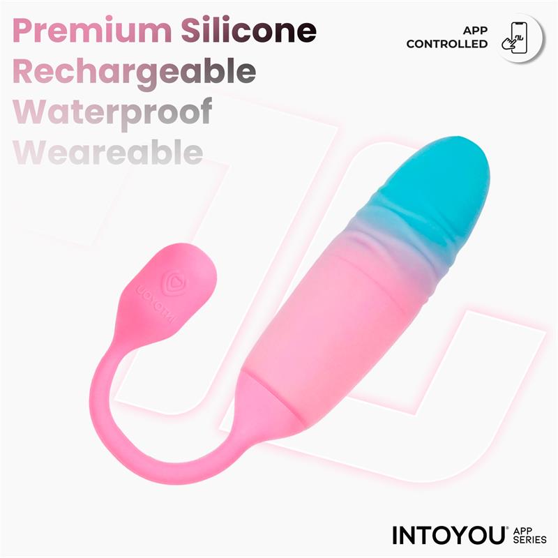 INTOYOU APP SERIES - NEXEGG MOTION HUEVO VIBRADOR CON THRUSTING APP ROSA/TURQUESA