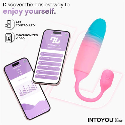 INTOYOU APP SERIES - NEXEGG MOTION HUEVO VIBRADOR CON THRUSTING APP ROSA/TURQUESA