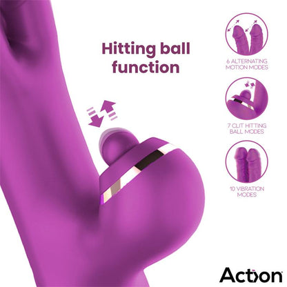 ACTION - NICO VIBRADOR CON DILDOS ALTERNANTES Y BOLA PERCUTORA 4 MOTORES