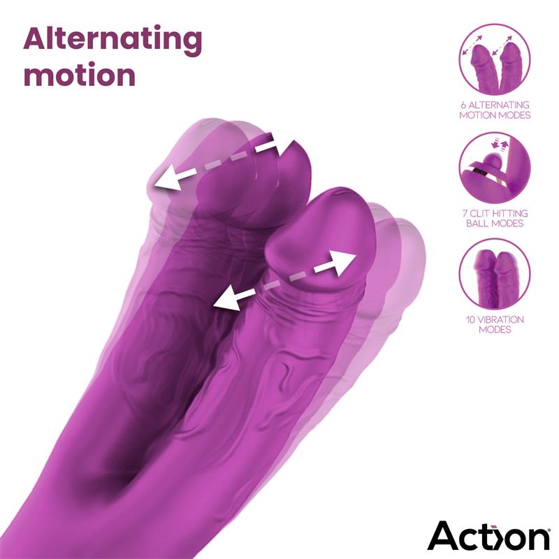 ACTION - NICO VIBRADOR CON DILDOS ALTERNANTES Y BOLA PERCUTORA 4 MOTORES