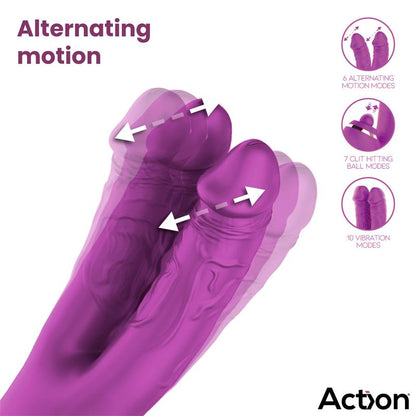 ACTION - NICO VIBRADOR CON DILDOS ALTERNANTES Y BOLA PERCUTORA 4 MOTORES