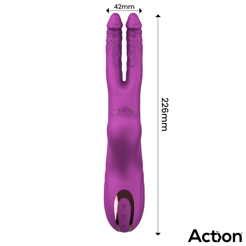 ACTION - NICO VIBRADOR CON DILDOS ALTERNANTES Y BOLA PERCUTORA 4 MOTORES