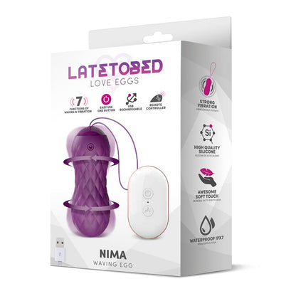 LATETOBED - NIMA HUEVO VIBRADOR CON MOVIMIENTO WAVE CONTROL REMOTO USB SILICONA PÚRPURA