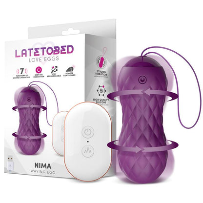 LATETOBED - NIMA HUEVO VIBRADOR CON MOVIMIENTO WAVE CONTROL REMOTO USB SILICONA PÚRPURA
