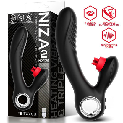 INTOYOU - NIZA VIBRADOR CON CALOR Y TRIPLE LENGUA ESTIMULADORA DE CLÍTORIS