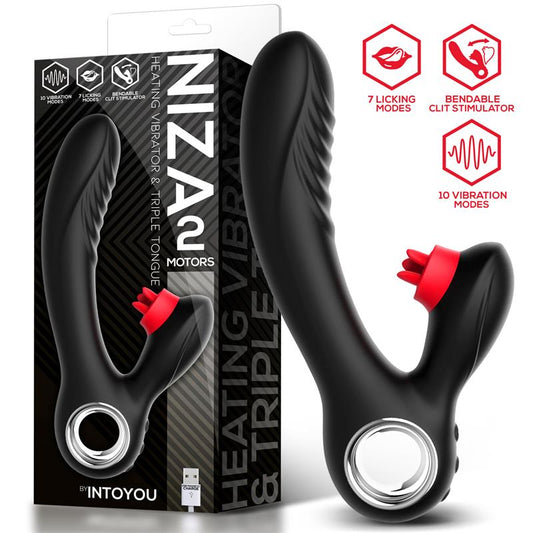 INTOYOU - NIZA VIBRADOR CON CALOR Y TRIPLE LENGUA ESTIMULADORA DE CLÍTORIS