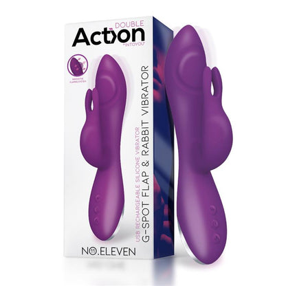 ACTION - NO. ELEVEN VIBRADOR CON CONEJITO, PUNTO G Y FUCIÓN DE PULSACIÓN USB MARGNÉTICO SILICONA