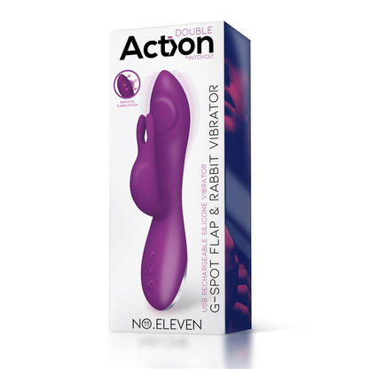 ACTION - NO. ELEVEN VIBRADOR CON CONEJITO, PUNTO G Y FUCIÓN DE PULSACIÓN USB MARGNÉTICO SILICONA