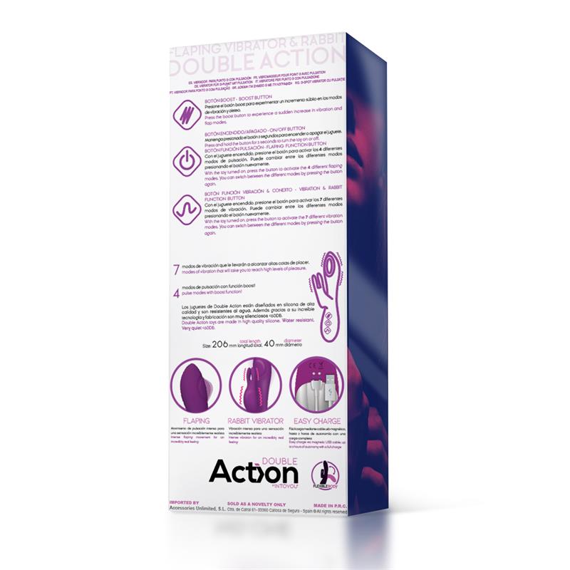 ACTION - NO. ELEVEN VIBRADOR CON CONEJITO, PUNTO G Y FUCIÓN DE PULSACIÓN USB MARGNÉTICO SILICONA