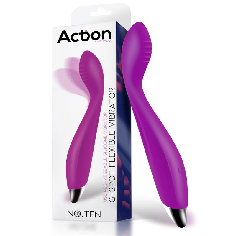 ACTION - NO. TEN VIBRADOR HIPER-FLEXIBLE PUNTO-G USB MAGNÉTICO SILICONA