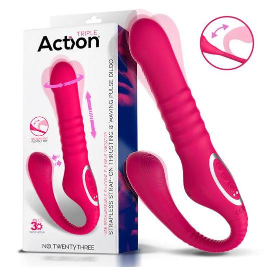ACTION - NO. TWENTYTHREE VIBRADOR DOBLE CON PULSACIÓN Y THRUSTING FLEXIBLE 180º