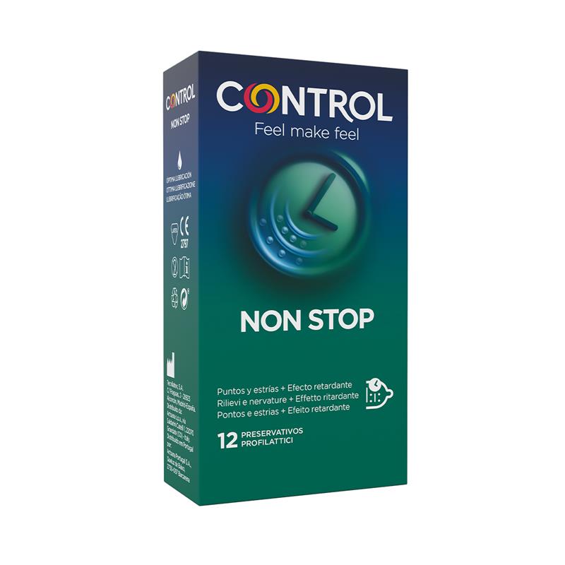 CONTROL - NONSTOP PUNTOS Y ESTRIAS PRESERVATIVOS 12 UNIDADES