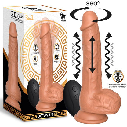 CENTAURO - OCTAVIUS DILDO CON VIBRACIÓN, THRUSTING Y WAVING 360º 7.8 - 20 CM